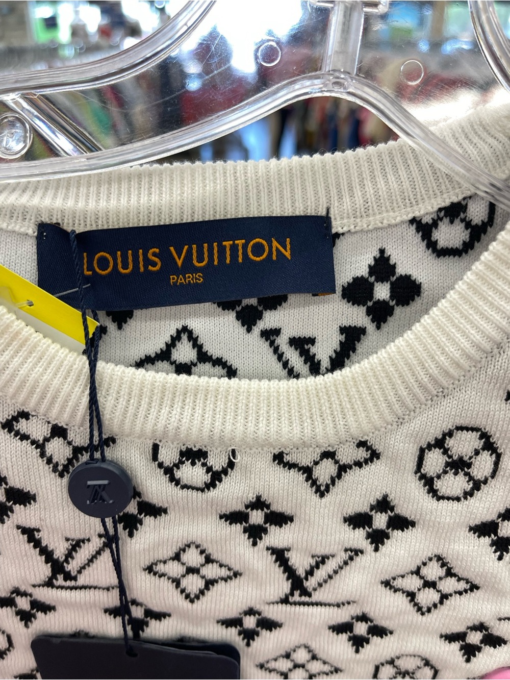 Louis Vuitton Monogram Short Sleeve Knit Top in White, Black & Pink - Picture 3 of 8
